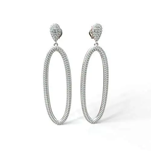 Avarta đồ trang sức mạnh mẽ 92.5 Sterling Silver dài bông tai với Cubic Zirconia cho phụ nữ một thời gian ít aligance từ Ấn Độ