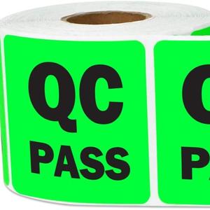<strong>QC</strong> Pass Stickers, 2 X 2 Inch Quality Control Inspection <strong>Labels</strong> Maintenance Warehouse Management Organization <strong>Labels</strong> - Product Image 1