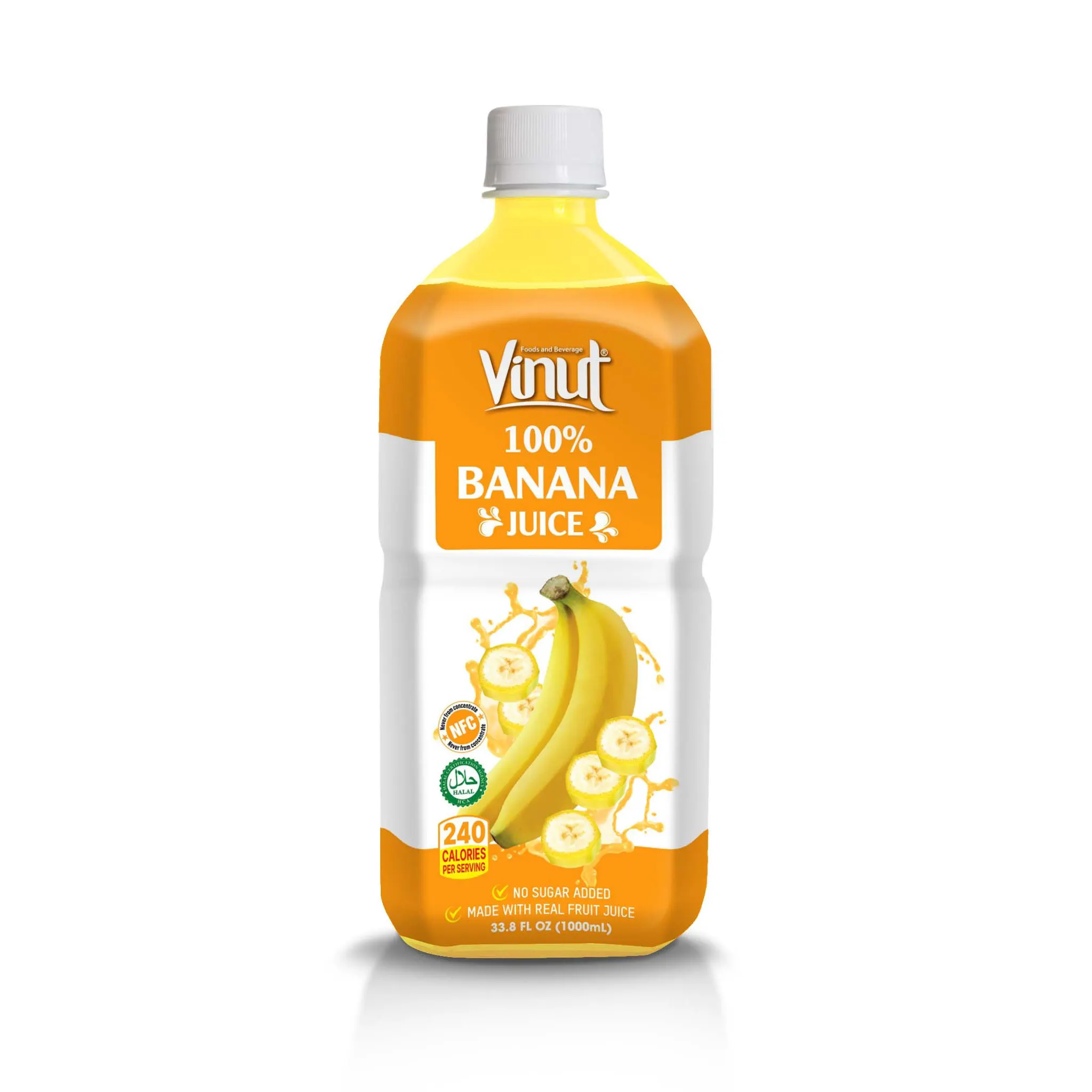 Venta al por mayor 100% Bebida de jugo de plátano Marca VINUT Muestra gratis Diseño gratis Entrega rápida ODM Servicio OEM Certificado HALAL