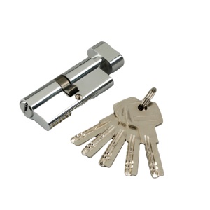 Cilindro de cerradura de puerta sólida de perfil europeo Cilindro cromado Cerradura de cilindro abierto único con 5 llaves de hierro de computadora - Product Image 1