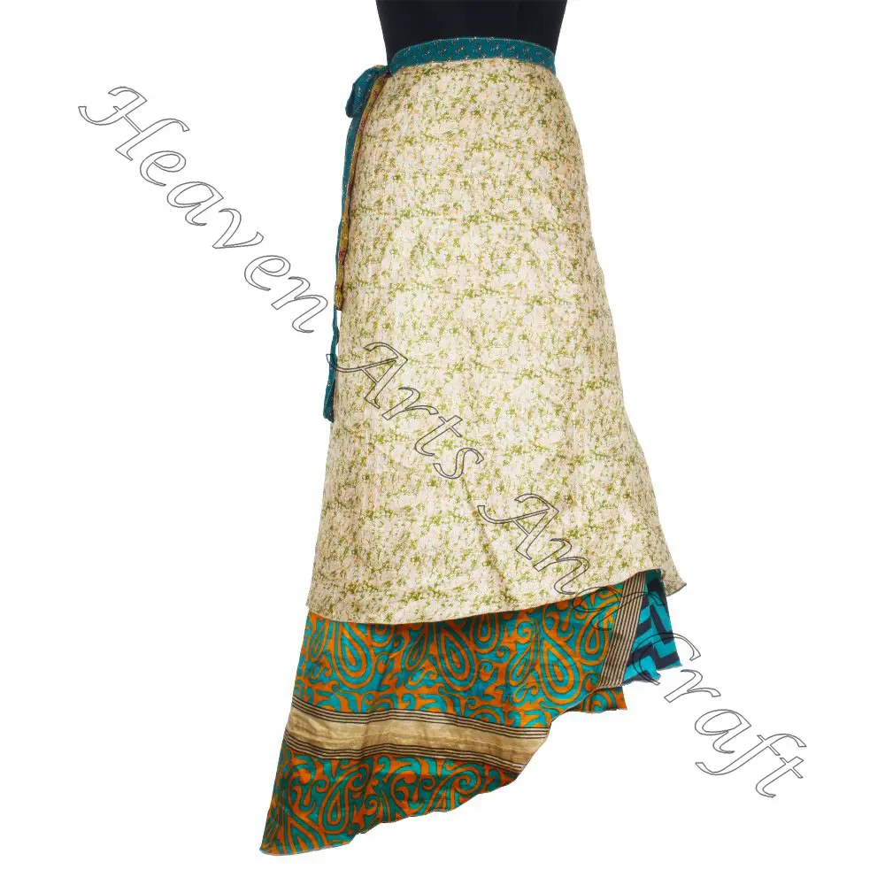 Skirts Long Length Vintage Silk Sari Magic Wrap Skirts Dress boho stylish multi color summer wear comfortable fashion hippie