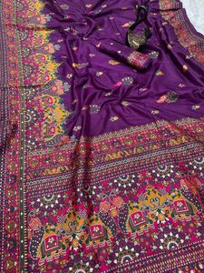 גבוה-ביקוש pashmina משי מסיבות נישואים שמציעים zari גבול יפה הדפס הודי pakian