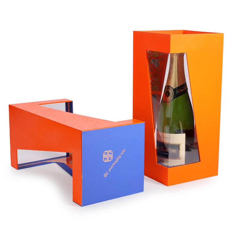 Caja de regalo de embalaje de papel de vino magnético de lujo, con mango de cinta de seda, cartón, regalo