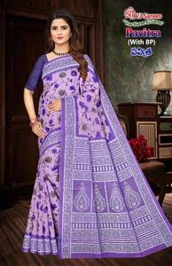 Hindistan'da pavitra vol 02 pamuk baskılı Saree üreticileri - Product Image 4