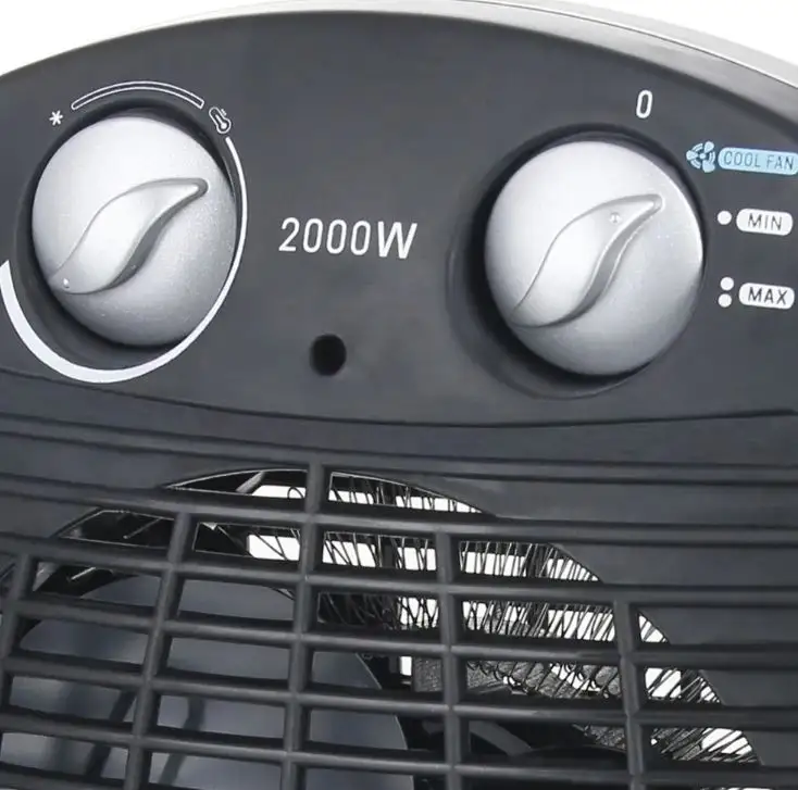 EMERIO FH-106737.2 مروحة ومدفأة الأسود 2-مرحلة الطاقة تعديل 1000 W و 2000 W الكهربائية heatr