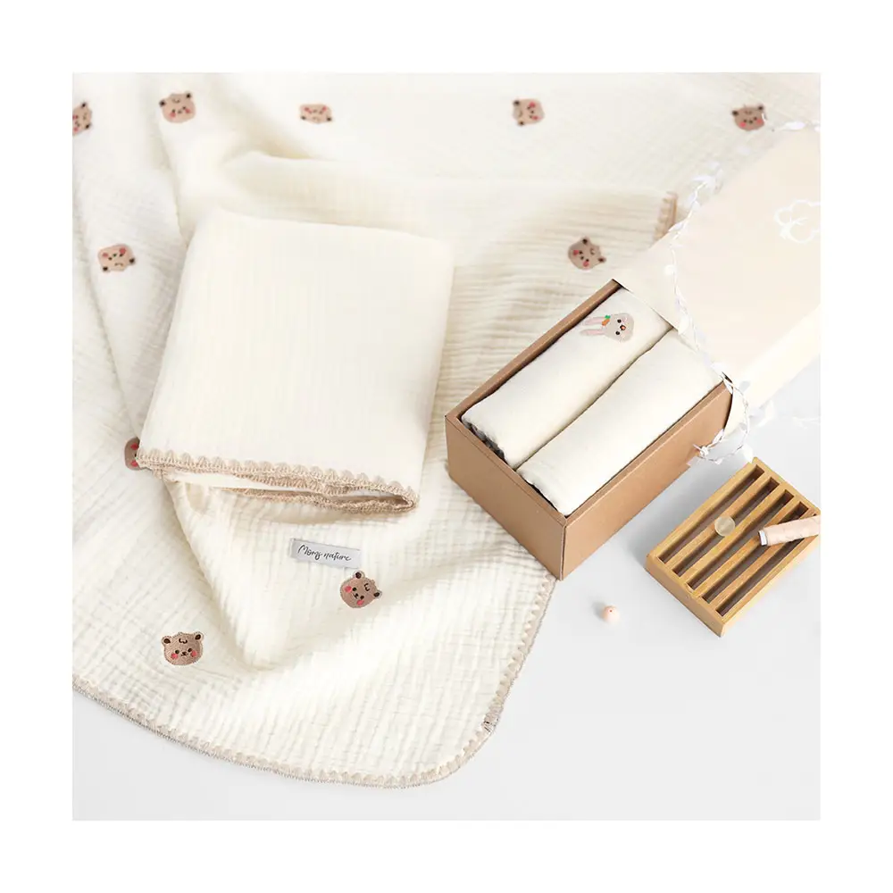 [Idée intelligente] Produits pour bébés MOM'S NATURE CottonCloud Comfort: Lot de 2 couvertures en mousseline 100% coton Couverture portable pour bébé