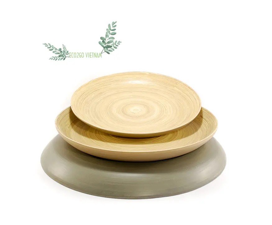 Natural Biodegradable dinner plates bamboo dinnerware dish and plate/baby bamboo plates Cheapest Price By Eco2go Vietnam