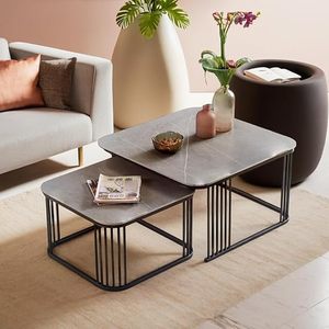 Yan yuvalama sehpaları merkezi masalar ve oturma odaları için mermer masa ile Metal çerçeve çizim odaları veya balkonlar - Product Image 1