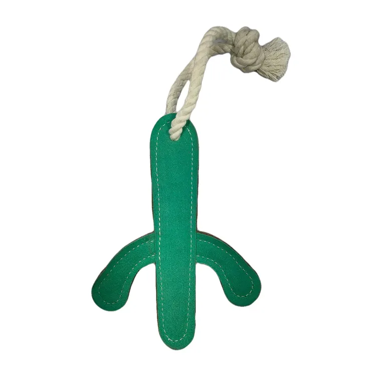 2023 New Arrival Dog Squeaky Toys / Dog Bite Toys Type GNG-PT3852 Suede Felt Cactus with 12mm Twisted Rope Handle