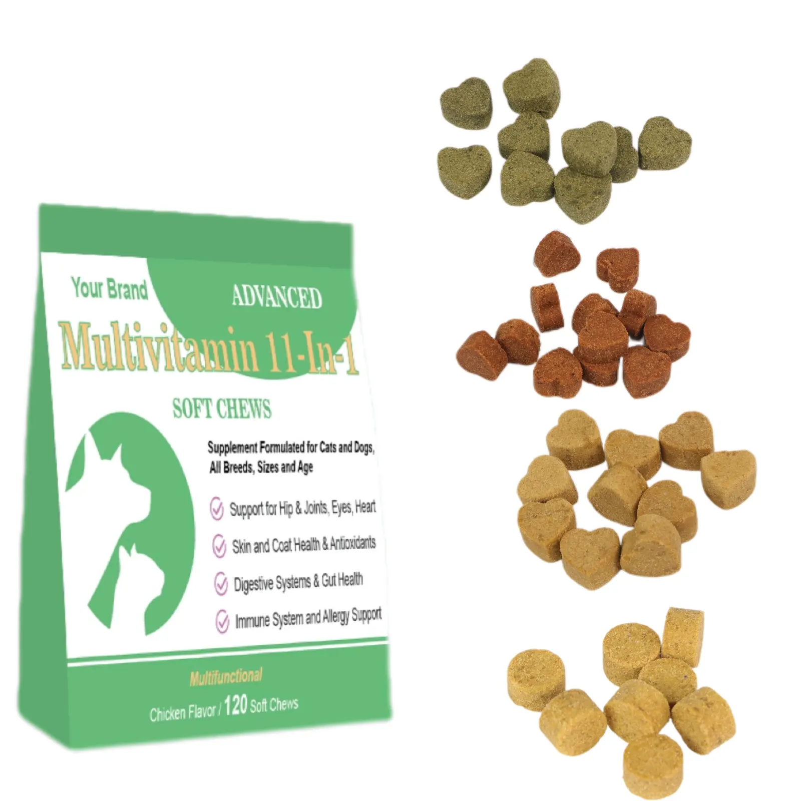 Dog Multivitamin Chewable with Glucosamine and Probiotics Natural Daily Vitamins Treats for Dogs