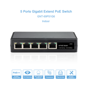 สวิตช์ขยาย5-Port PoE ++ ที่ปรับปรุงแล้วพร้อมน้ำตกที่รองรับการขยาย2-4เท่าเหมาะสำหรับกล้อง IP ระบบเครือข่ายสวิตช์ PoE - Product Image 4