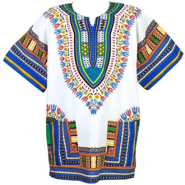 ขายส่งแฟชั่นแอฟริกันแบบดั้งเดิมเสื้อผ้าแอฟริกันเสื้อสำหรับผู้หญิงแฟชั่นผ้าฝ้าย100% พิมพ์ UNISEX แอฟริกัน DASHIKI