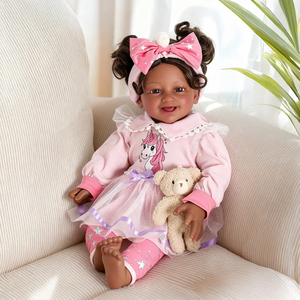 Babeside Una 20 Zoll Afroamerikanische Lebensechte Vinyl-Reborn-Babypuppe Weiches Spielzeug Mini Weichkörper Kleinkind Geschenk - Product Image 2