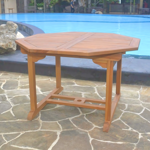 Lovina <strong>Octagonal</strong> Extending Teak Garden <strong>Table</strong> Strong Structure Outdoor Furniture Durable and Stylish Perfect for Garden <strong>Settings</strong>