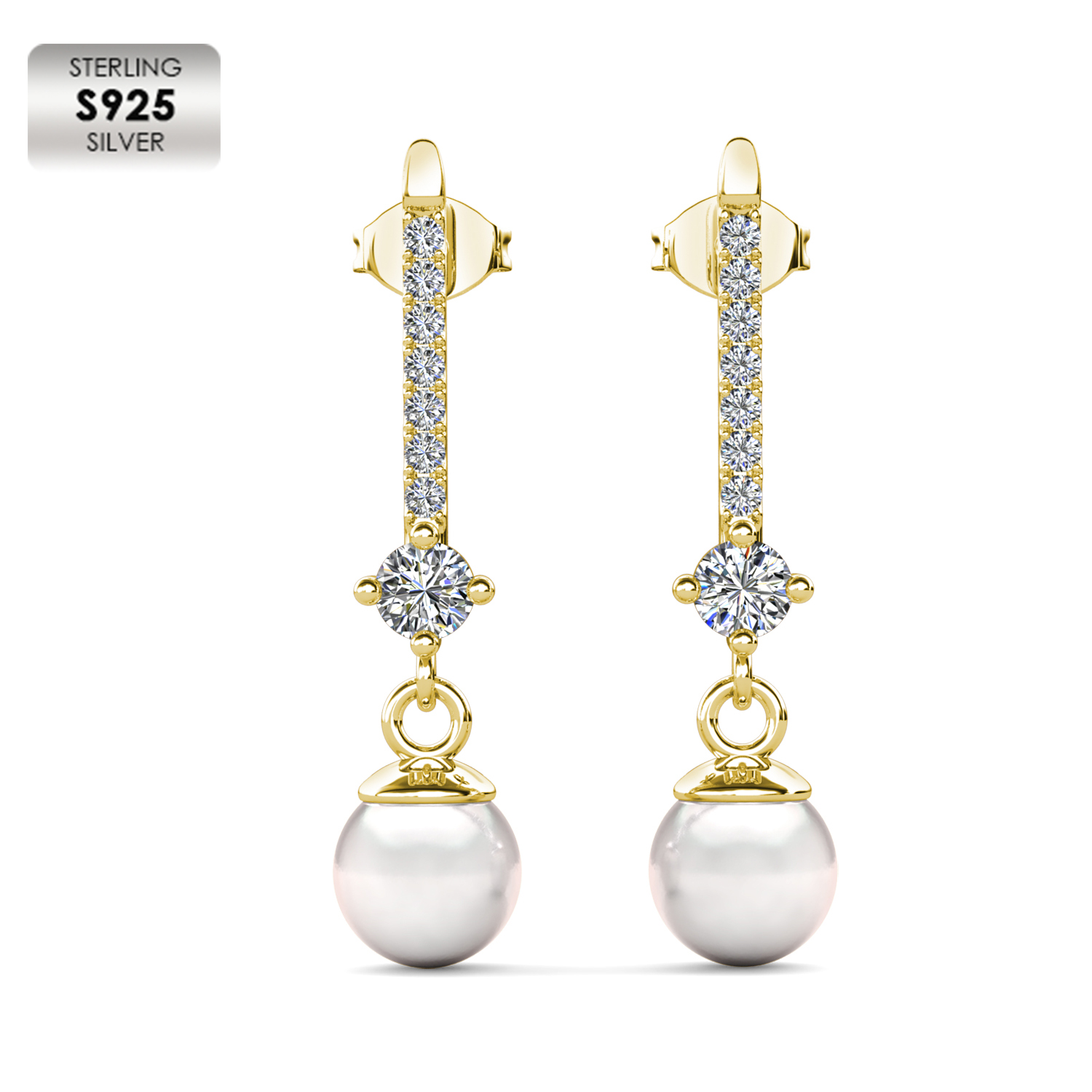 925 Silver 18K Yellow Gold Plated Ladies Earrings