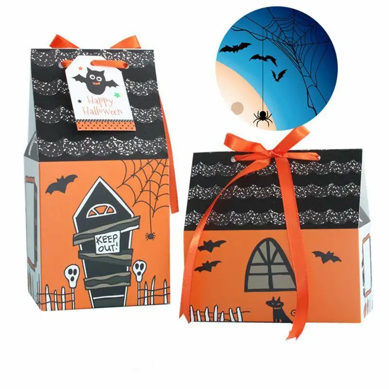 TRIHO TRb- 1049 New Halloween House Party Favour dolci biscotto scatole di carta regalo arancioni