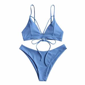 女性用カスタムロゴ2ピース水着ストラップレスタンガビキニセットドローストリングひも水着<span class=keywords><strong>2025</strong></span> OEMサービス