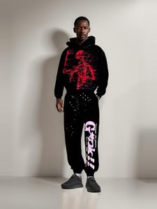 ハロウィンY2Kパーカーゴシックカジュアルアルファベットブラストプリント柄スカルファッションパーカー男性服
