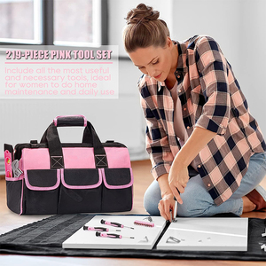 סט תיקון המכונית עבור בנות 219 pcs כלי ערכת שקע מפתח ברגים שילוב כלי להגדיר מכה דפוס כל המטרה שלה ורוד הבית - Product Image 2