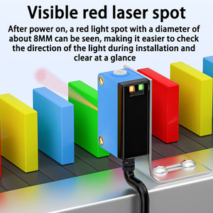 Mdcn PNP/NPN IP67 có thể điều chỉnh 10-300mm Khoảng cách cảm biến hồng ngoại Laser khuếch tán phản xạ quang điện cảm biến quang học nền - Product Image 4