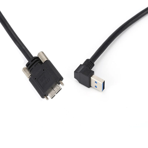 用于计算机扩展数据传输的90度USB3.0 5Gbps Micro-B电缆螺纹锁编织屏蔽直角 - Product Image 6