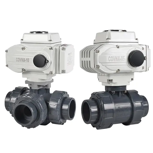 COVNA Electric Actuated Valve 110-220v DN 40 1.5 inch 2-Way or 3-Way Motorized PVC Ball Valve