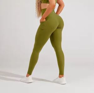 מפעל מותניים גבוה רשת הדוק אימון ספורט ספורט כושר scunch התחת יוגה חלקה עם כיס סין