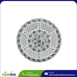 ด้านบนสุดเป็นหินอ่อนสีขาวสำหรับวางบนโต๊ะพร้อมเปลือก Paua งานฝีมือทำจากไม้เรืองแสงสำหรับห้องนั่งเล่นและของตกแต่งบ้าน - Product Image 6