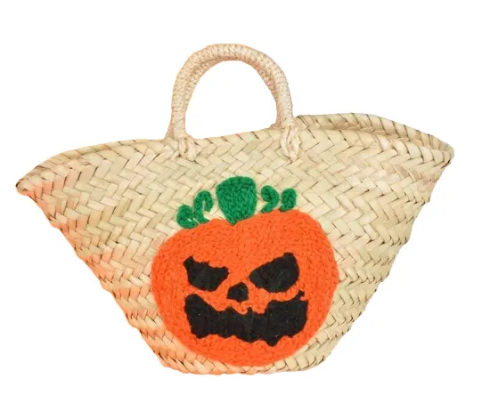 Großhändler Hochwertige Bestseller umwelt freundliche Seegras Süßes oder Saures Personal isierte Halloween Basket Bag Stroh korb