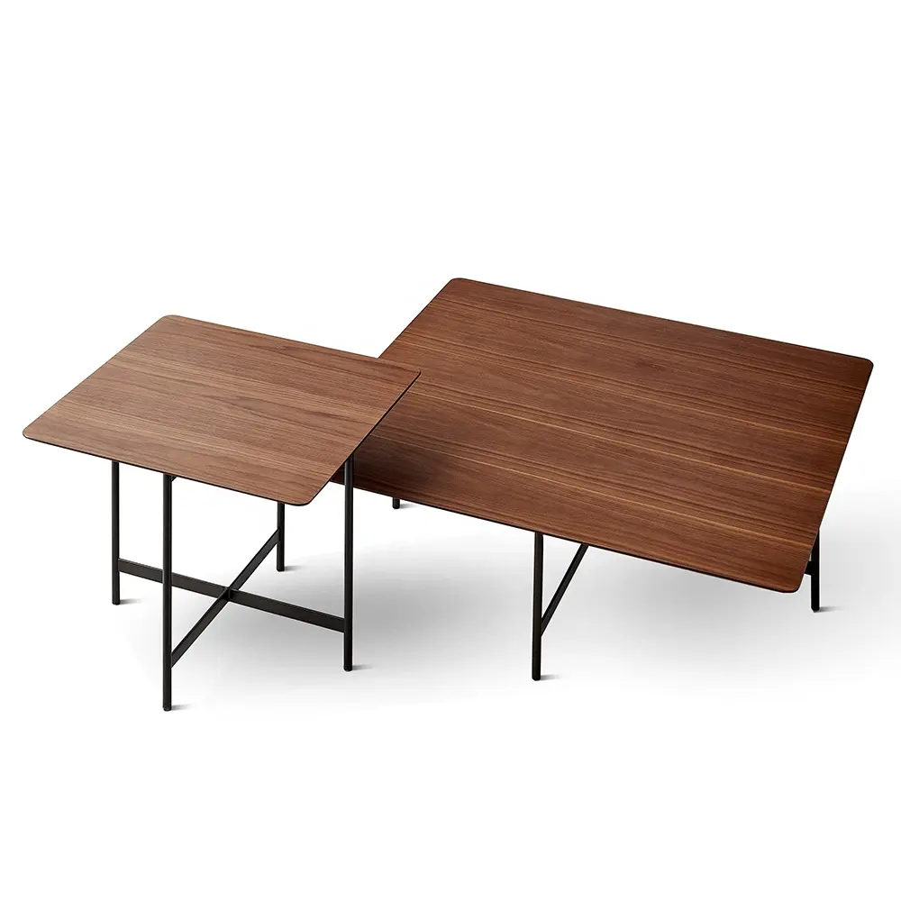 Mesa de centro de madeira quadrada de cerâmica simples mesa de chá mesa de centro com perna de metal preta de alta qualidade