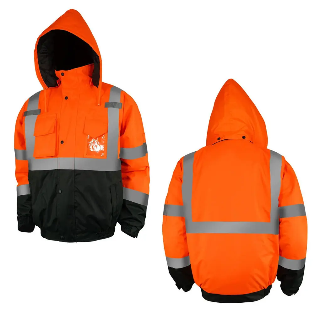 Wholesale Price Double Layer High Visibility Inner Fleece Reflector Safety Workers Jacket For Winter Season