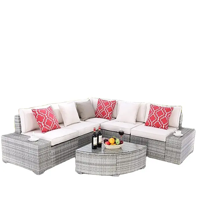 Conjunto de sofá de aluminio para exterior, conjunto de muebles de exterior, silla de ratán y mesa de Patio, sofá para jardín