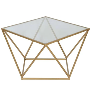 Modern <strong>Nesting</strong> Coffee <strong>Tables</strong>, featuring <strong>rectangular</strong> clear glass tops with sleek gold metal open-frame bases, at wholesale prices - Product Image 5