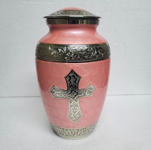 Toptan alüminyum kremasyon Urn için insan külleri ve yetişkin külleri çapraz kabartmalı anıt Ashes pets kremasyon çömleği evcil küller için