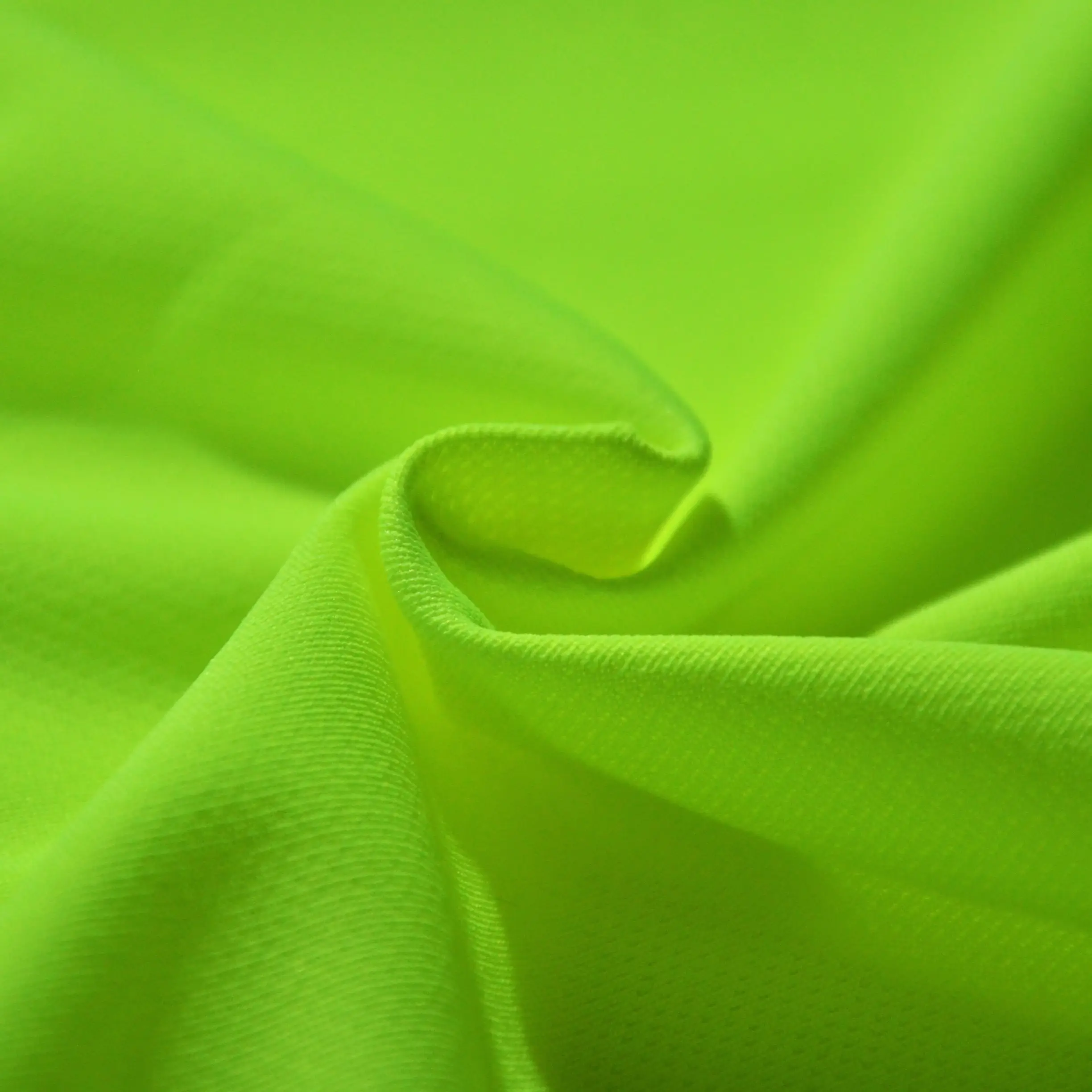 Certificato GRS riciclato all'ingrosso tessuto interlock 100% poliestere tinto in soluzione verde neon