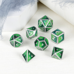 Fabrika toptan 7 adet D & D Metal ejderha zar seti D4 D6 D8 D10 D12 D20 Role özel çokyüzlü DND zar rol yapma oyunları için Set - Product Image 3