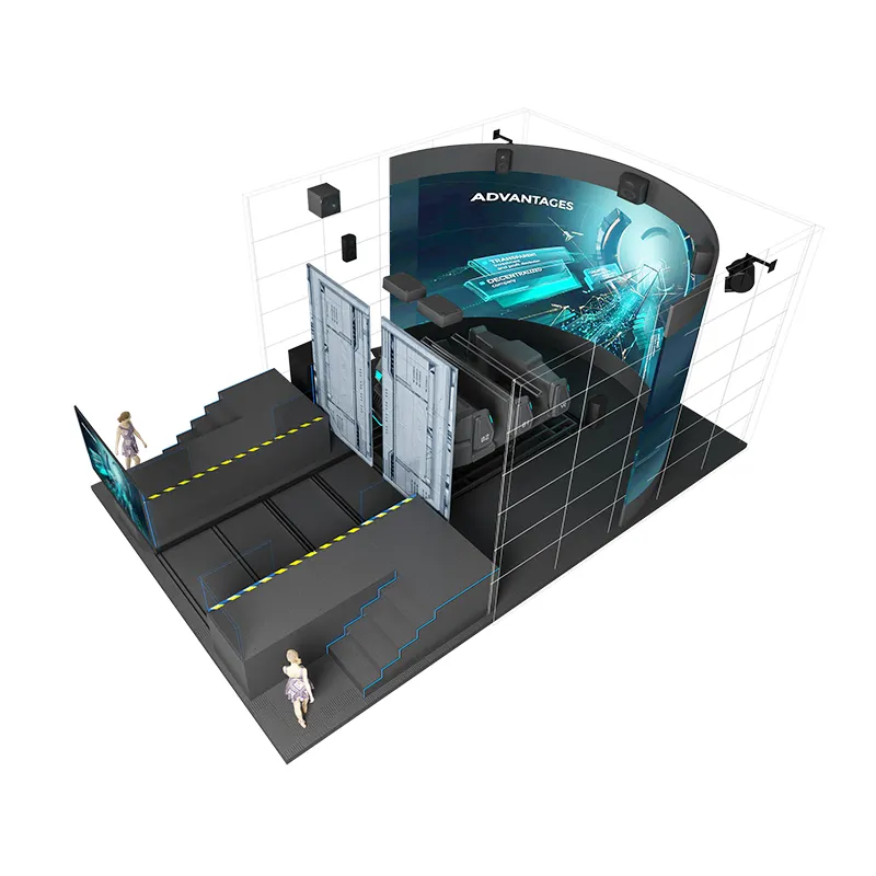 5D 플라잉 시네마 시뮬레이터 6-8 석 비행 극장 시스템 게임 센터를위한 몰입 형 6 Dof 모션 플랫폼 가상 현실