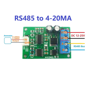 Módulo N4IOA01 Modbus RTU RS485 a 4-20MA 0-20MA Generador de señal de corriente 12V DC DAC Board