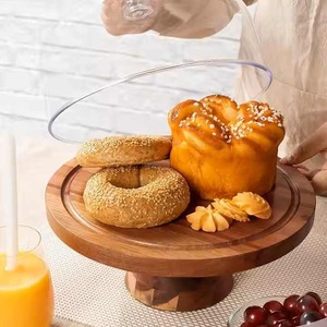 Partiler veya etkinlikler reçine epoksi kalıp kek, hamur işleri, aperatifler ve meyve sunmak için yükseltilmiş tabanı ile katı ahşap kek standı - Product Image 6