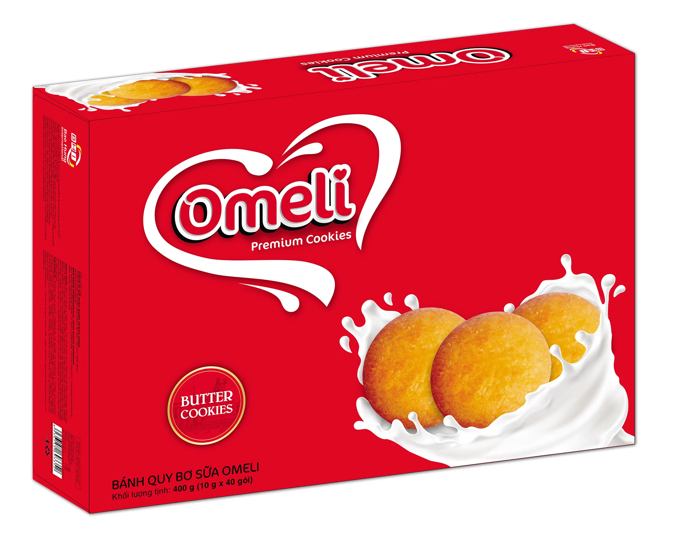 Omeli-Galletas de mantequilla de leche, calidad prémium, 400g en caja de papel, fabricación estándar internacional