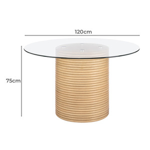 Esszimmers tuhl aus massivem Teakholz mit Gewinde design und ausgestattet mit einer Glasplatte für drinnen und draußen - Product Image 5