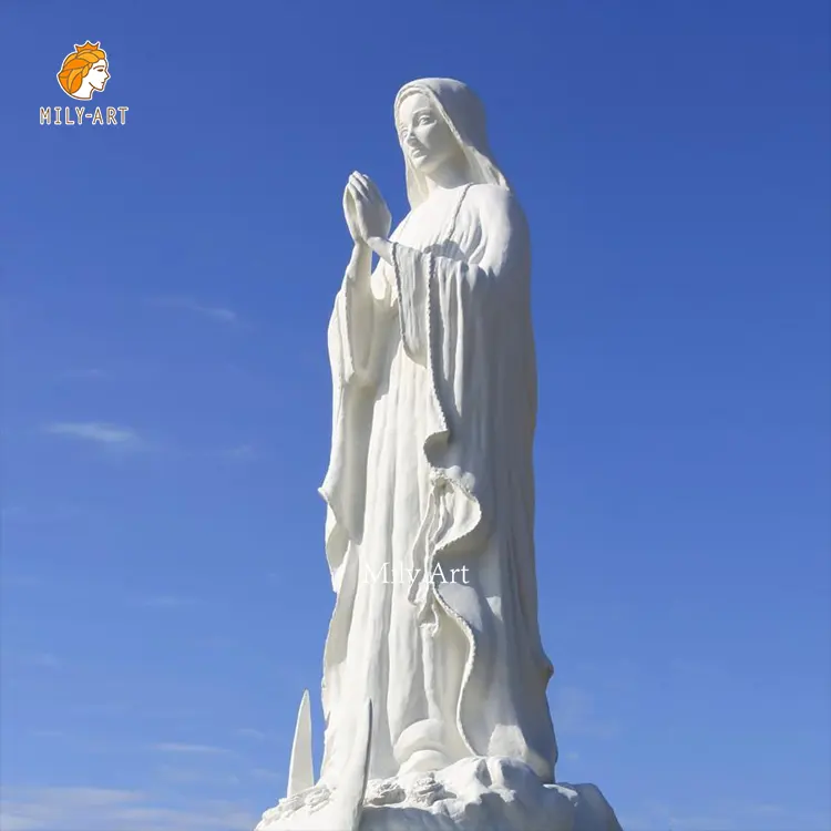 Escultura de Santa religiosa clásica, estatua de mármol, piedra blanca, tamaño real, para madre, Virgen María