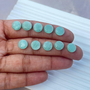 Kaliteli doğal amazonit gevşek taş 8 mm şekil mavi <span class=keywords><strong>Cabochon</strong></span> pürüzsüz cilalı kalibre taş moda takı yapma