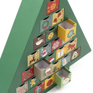 圣诞树形礼品盒24天空纸板豪华降临日历包装圣诞树盒 - Product Image 6