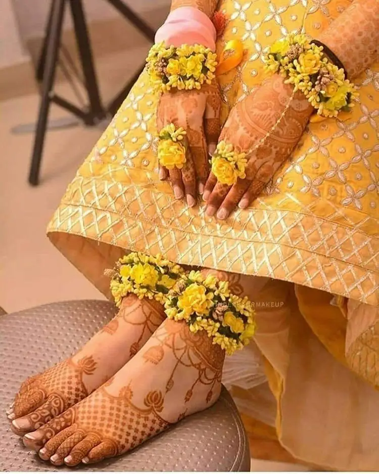 Mehandi-Conjunto de joyería de flores para mujer, ropa de boda de diseñador, fiesta de bebé, rosa, tela, Sangeet, joyería Floral para ceremonia