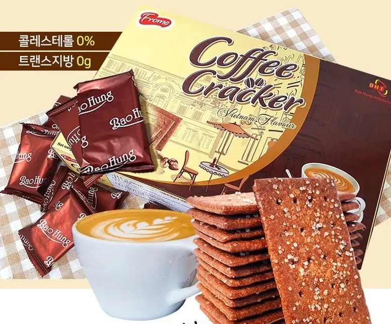 บิสกิตคุณภาพเยี่ยมรสกาแฟในกล่องกระดาษ380GR-แครกเกอร์บางกรอบแสนอร่อยที่ทำในเวียดนาม