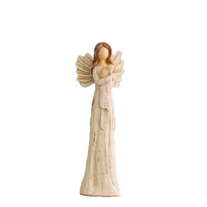 Anjo Estatueta Menina Estátua Estilo Europeu Asa Querubim Figurinhas Collectible Resina Ornamento para Mesa Decoração Do Armário Aniversário