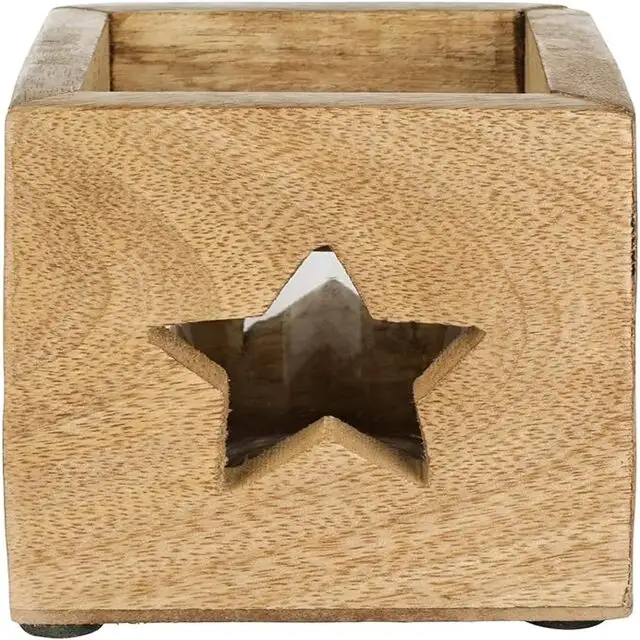 Venta al por mayor hecho a mano personalizable último diseño Star Tea Light Holder o Linterna en aluminio con madera de mango para decoración del hogar y regalo