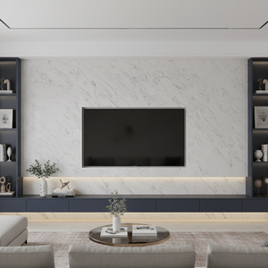 Tùy chỉnh sang trọng hiện đại calacatta trắng da kết cấu thiết kế thạch anh lớn slab Countertop cho khách sạn Vanity đầu bảng hàng đầu - Product Image 3