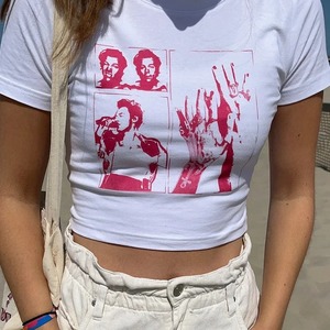 Vintage Harry kırpma üst kadınlar estetik 2000s T-Shirt Trendy bebek <span class=keywords><strong>Tee</strong></span> bayanlar Y2k bebek <span class=keywords><strong>Tee</strong></span> 90s Grunge giysi moda parti
